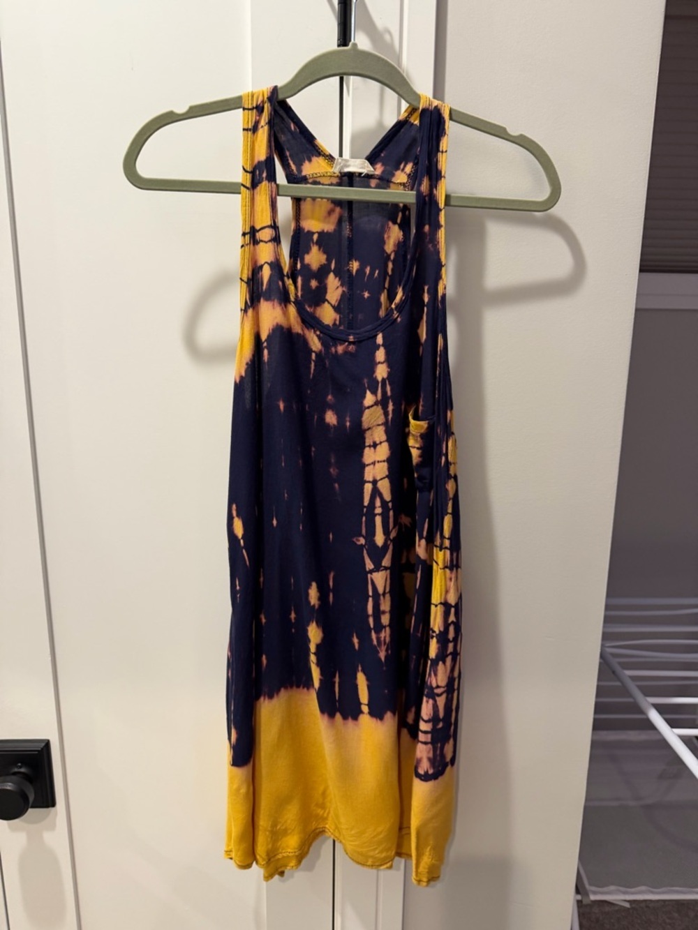 Honey Punch Tie-Dye Racerback Dress - Yellow & Blue Size S/M